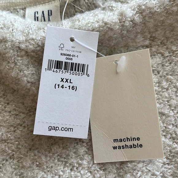 NWT Gap kids size XXL 14–16 cocoon pullover Ivory frost crewneck rounded bottom - Picture 4 of 12